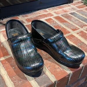 Dansko Iridescent Black Mules